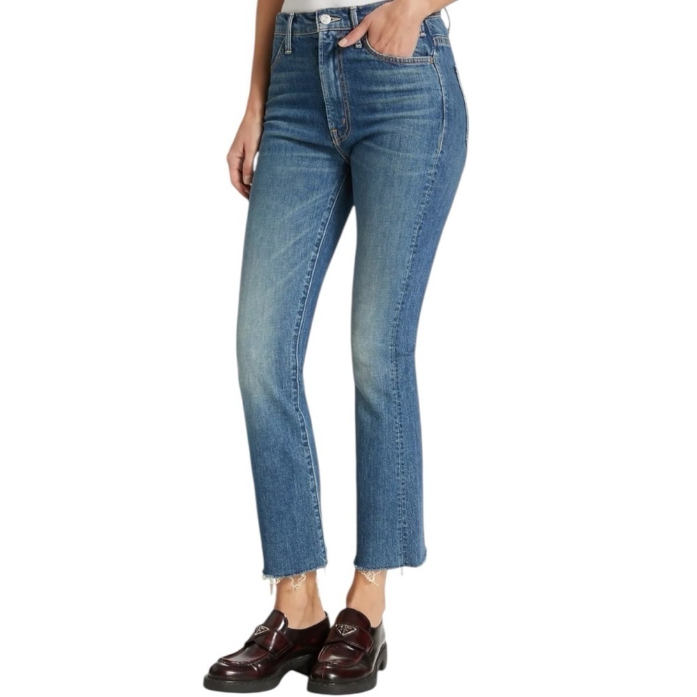 Mother's The Hustler Ankle Fray Jeans Woman’s Size 26 High Rise Raw Hem